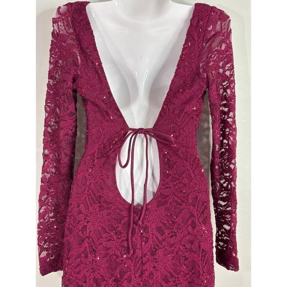 JUMP APPAREL By Wendye Caitin Laced Sequins Wine Dress‎ MEDIUM - Image 6