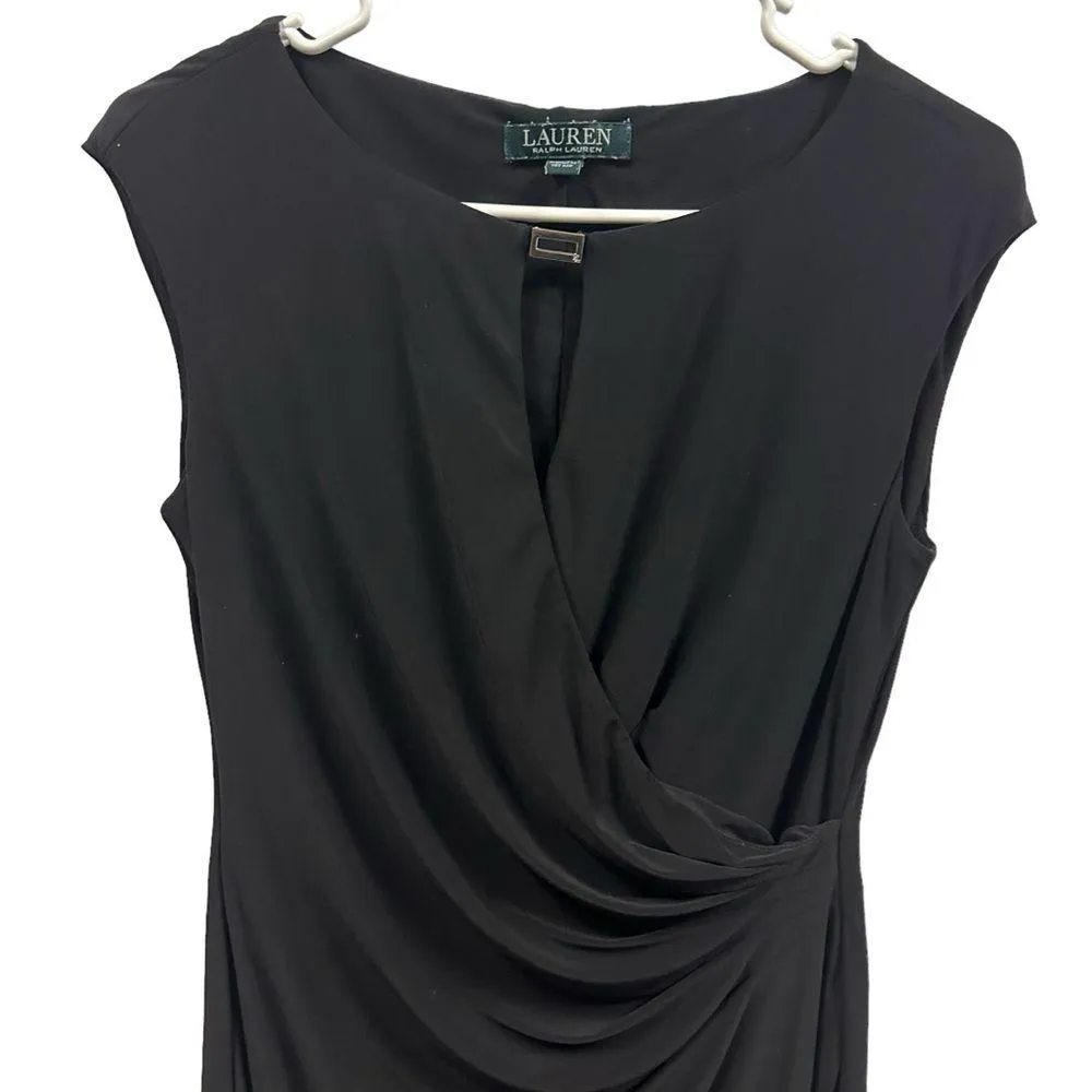 Lauren Ralph Lauren Black Embellished Keyhole Neck Stretch Form Fit Midi Dress 4 - Image 3