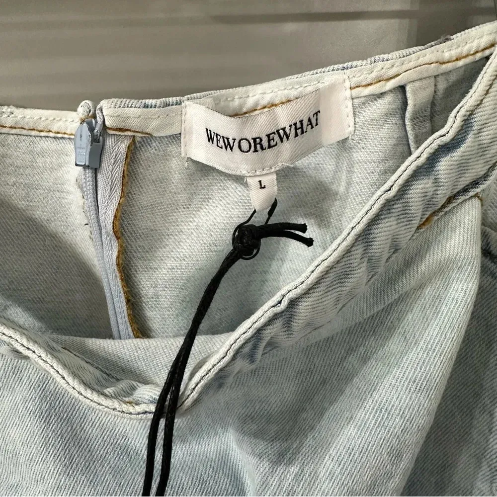 NWT WeWoreWhat Skirt Indigo Comfort Cut Out Mini Skirt Size Large - Image 6