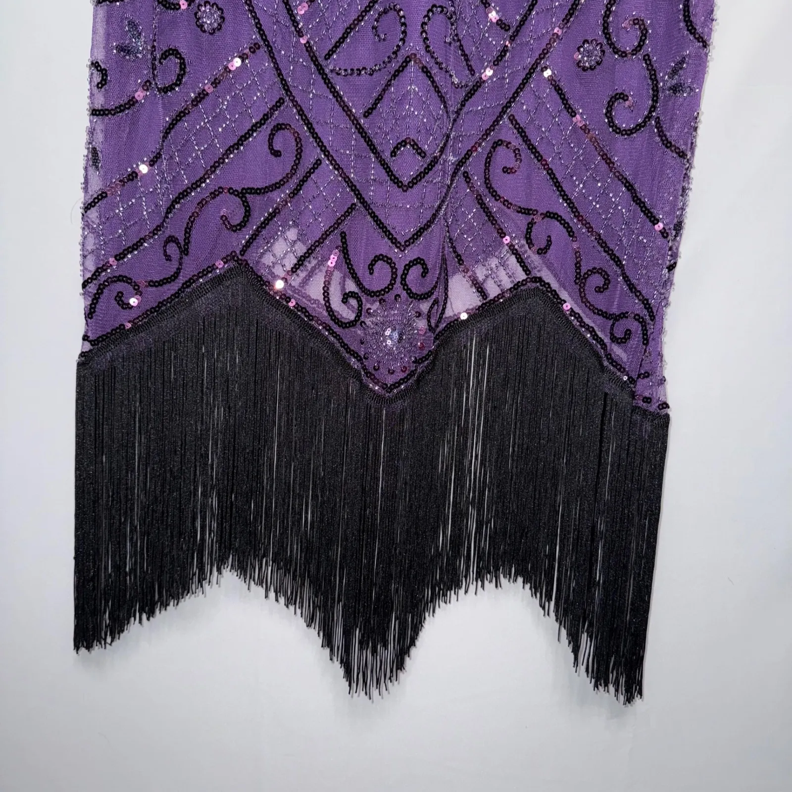 NWT Beaded 60s Flapper Style Dress Sequins Fringe Size M - Image 4