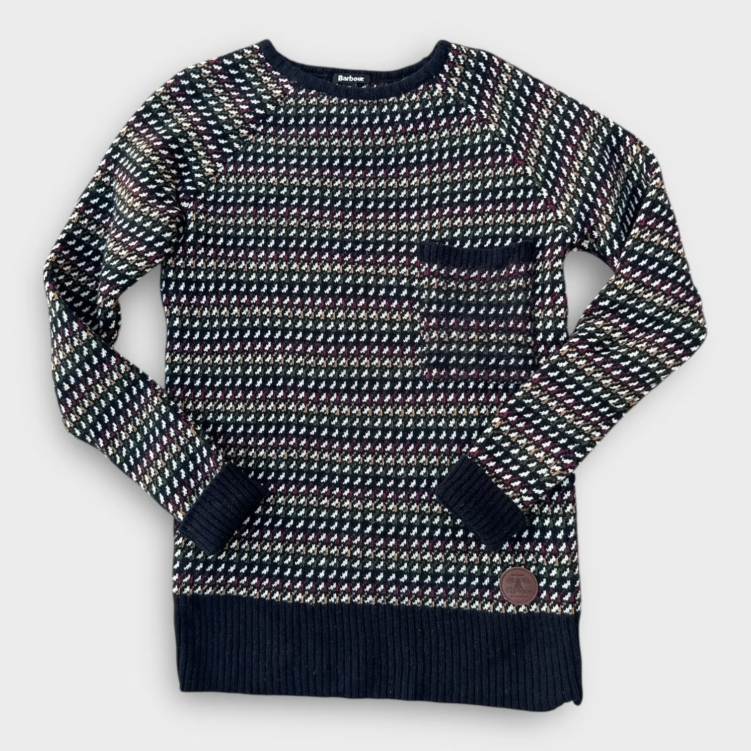 Barbour 100% Lambswool Patterned Sweater Women's Size 10 Cozycore Preppy Cabin - Image 2