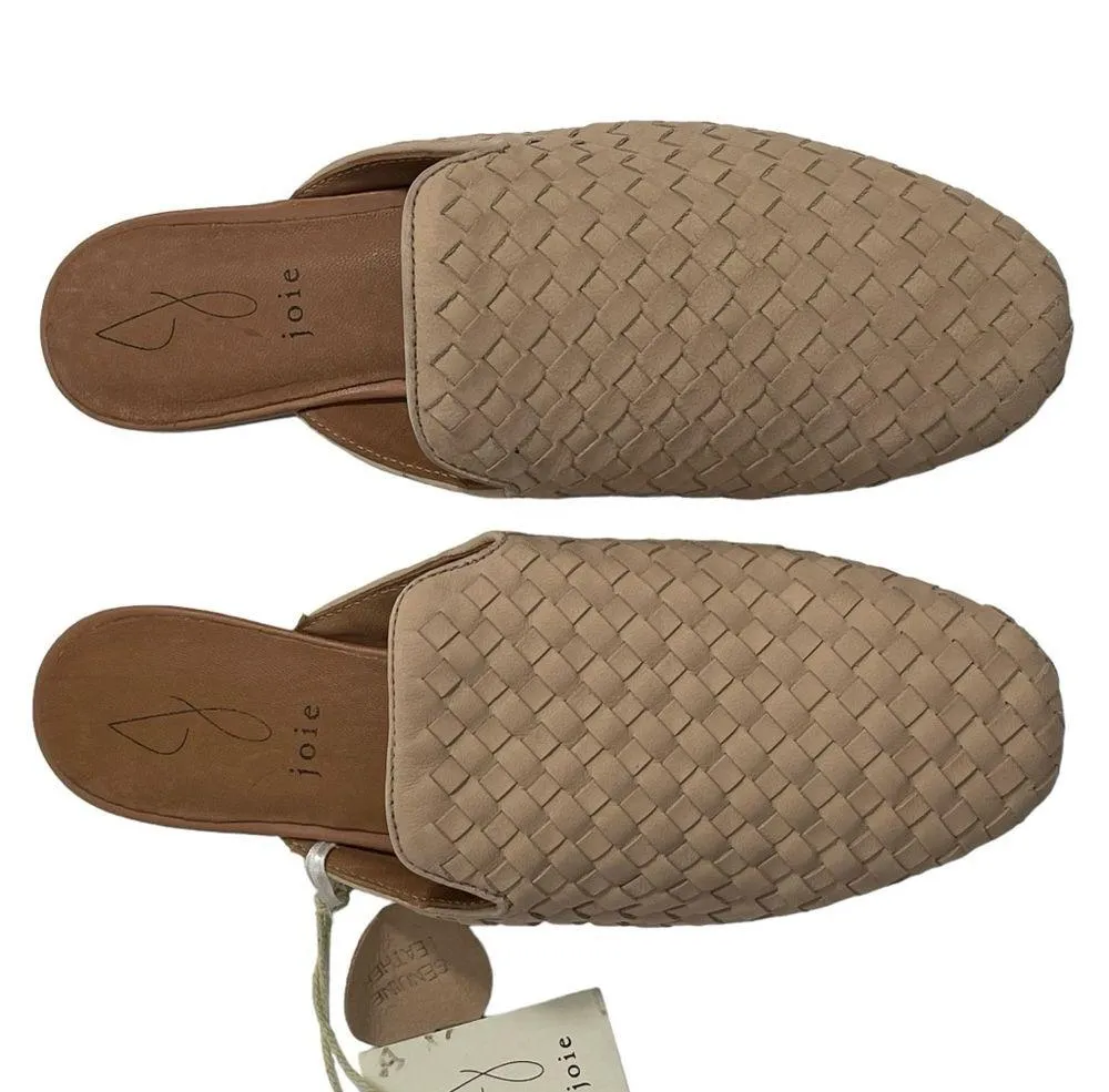 NWT Joie Leather Woven Mules Slides Flats Slip On Shoe Tan Nude Beige Size 6 / 7 - Image 2