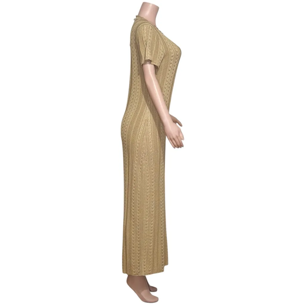 SHOW ME YOUR MUMU Valleta Knit Midi Dress, Gold Shimmer, Large - Image 13
