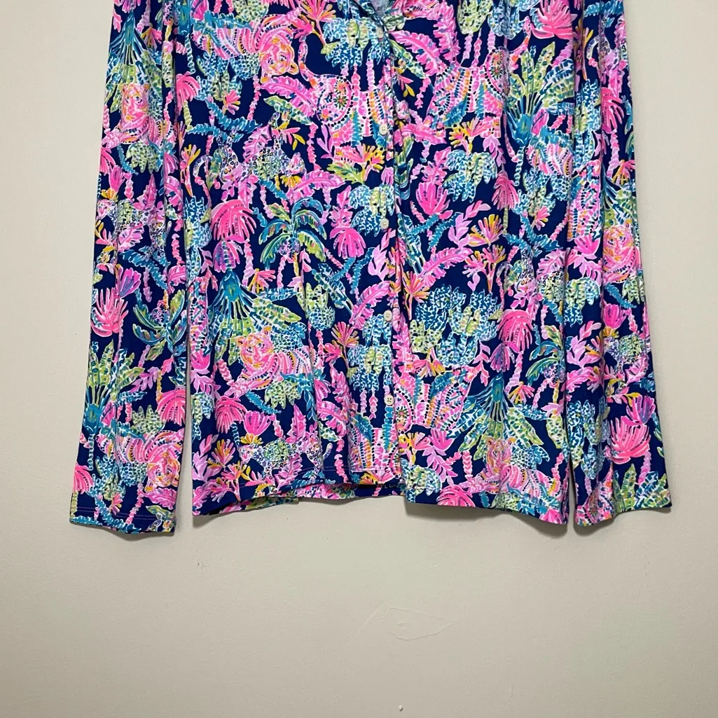 Lilly Pulitzer  PJ Knit Long Sleeve Button Down Top - Image 3