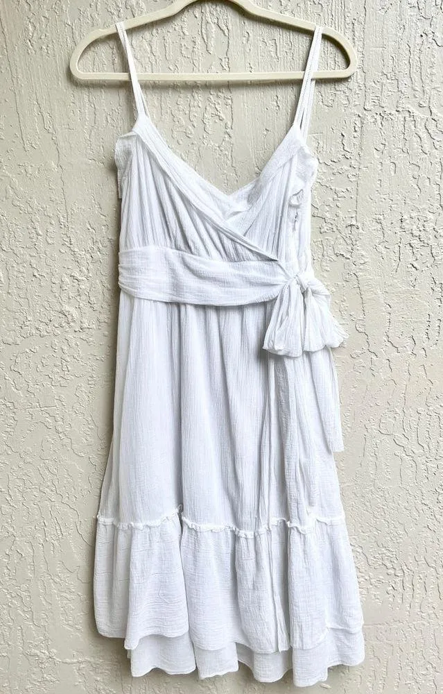 Diane Von Furstenberg Faux Wrap Tiered Queenie Midi Dress White Women's Size 8 - Image 3