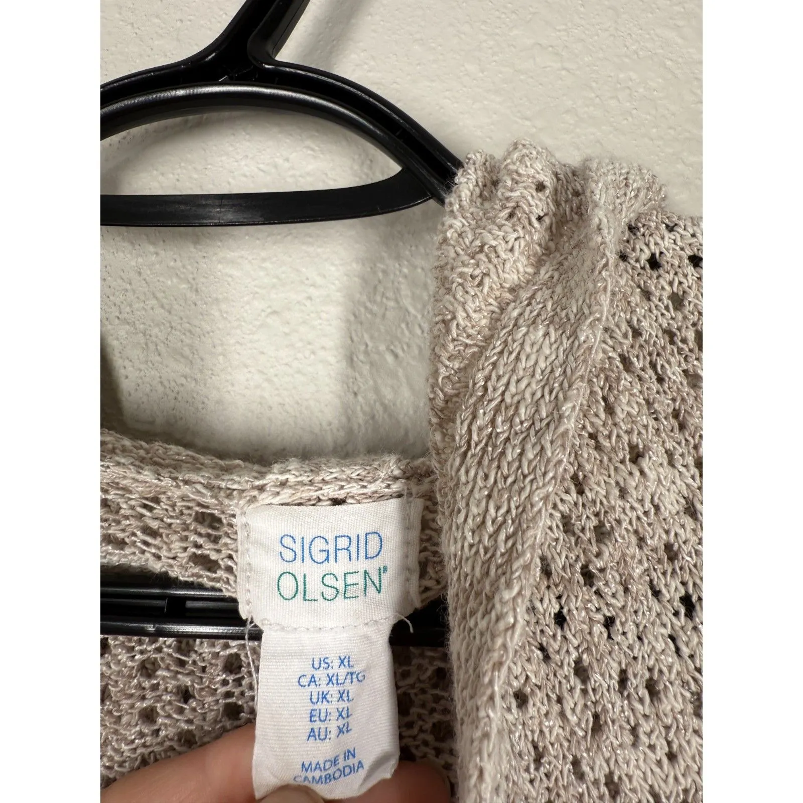 Sigrid Olsen Womens Brown Open Knit Cardigan Sz XL Linen Blend Beachy Vacation - Image 4