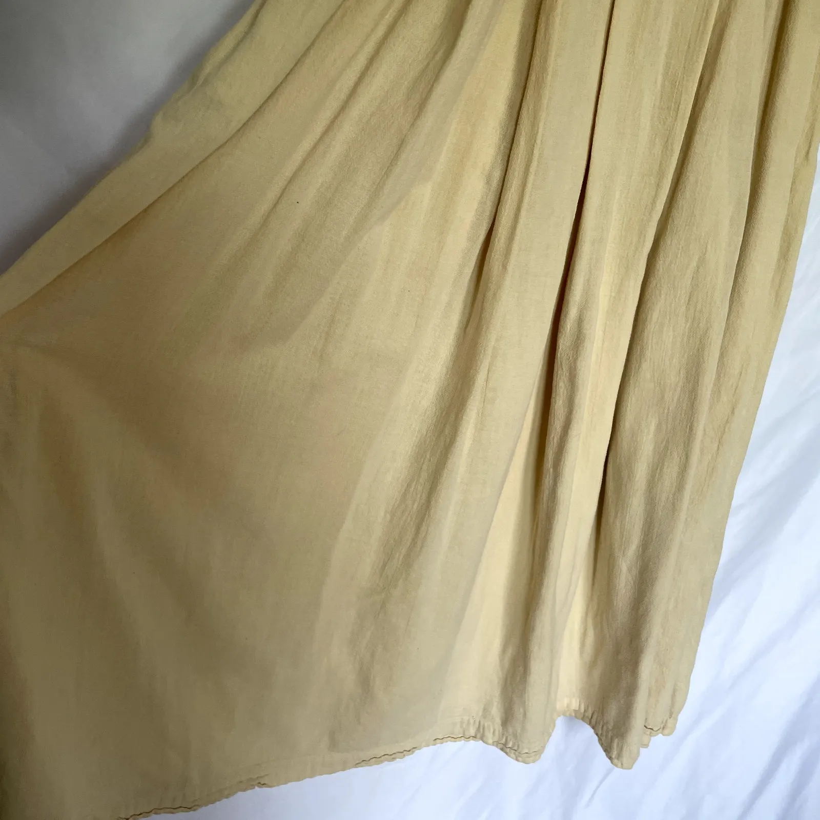 vintage yellow sleeveless maxi dress pleated skirt buttons pockets cotton XL - Image 5