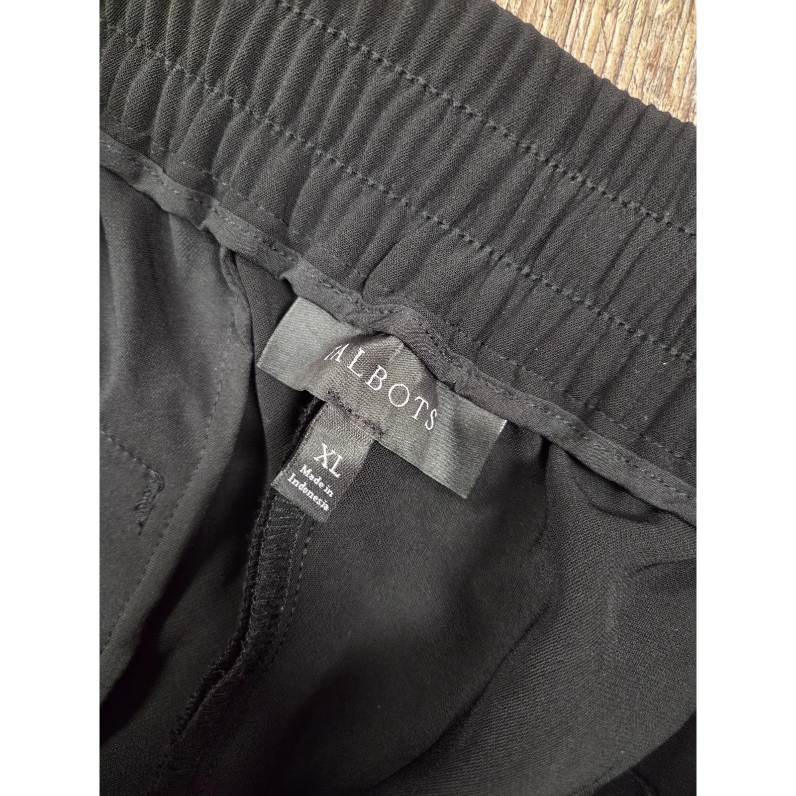 Talbots Flowy Wide Leg Elastic Waist Casual Pants Solid Black Size XL - Image 3