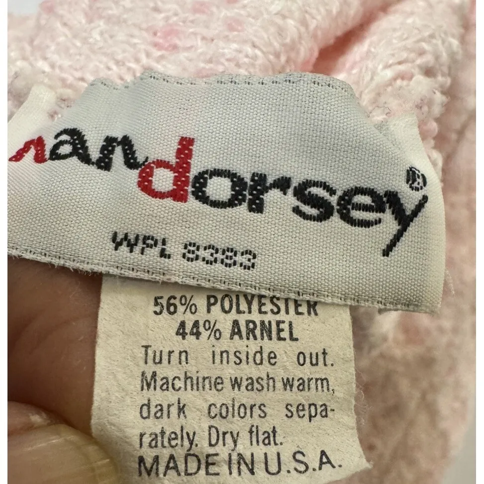 Beautiful Vintage 80s Nan Dorsey Small Pastel‎ Shapes Sweater XS? Made In USA Pink - Image 2