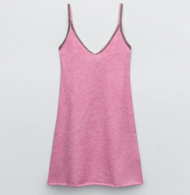 Wool Alpaca Beaded Strappy Dress Size M - Image 3