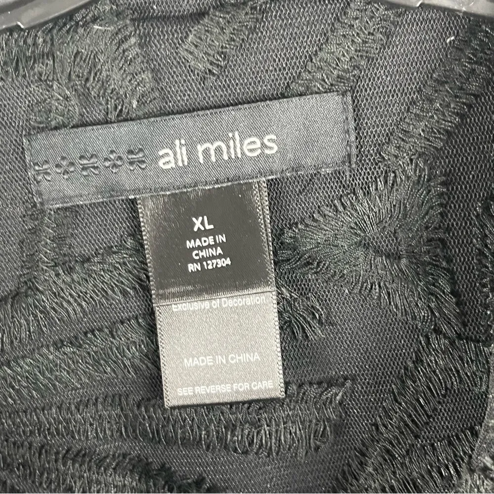 ALI MILES Black Sheer Lace Topper Button Closure Jacket, Size XL - Image 3