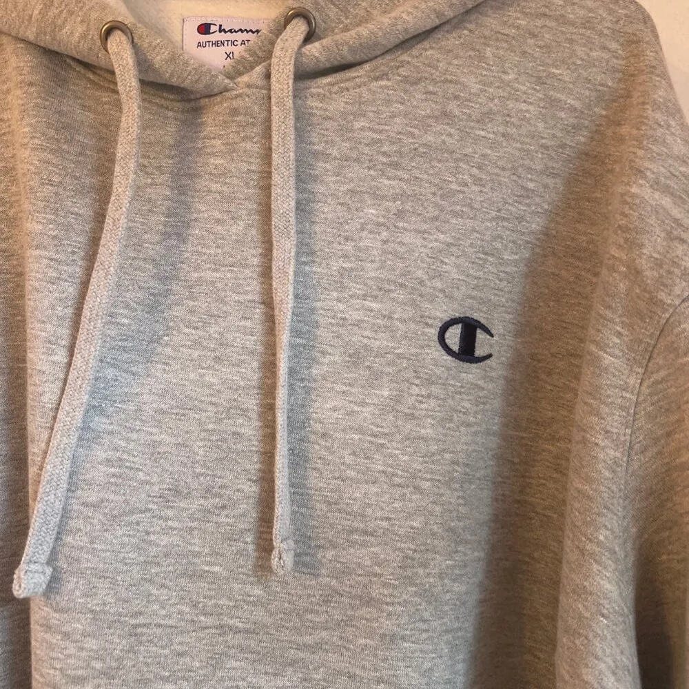 Champion Womens Cropped Gray Hoodie W/ Blue Logo XL - Image 2
