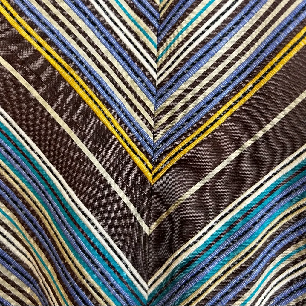 Akris Punto 100% Silk Chevron Blue/Brown Sleevless A-line Midi Dress Size 10 - Image 7