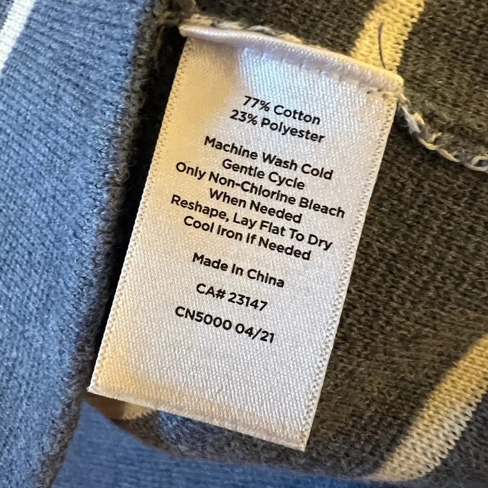 Talbots Women Knit Cardigan Sweater Jacket Cotton Blend Button Striped Blue 1X - Image 4