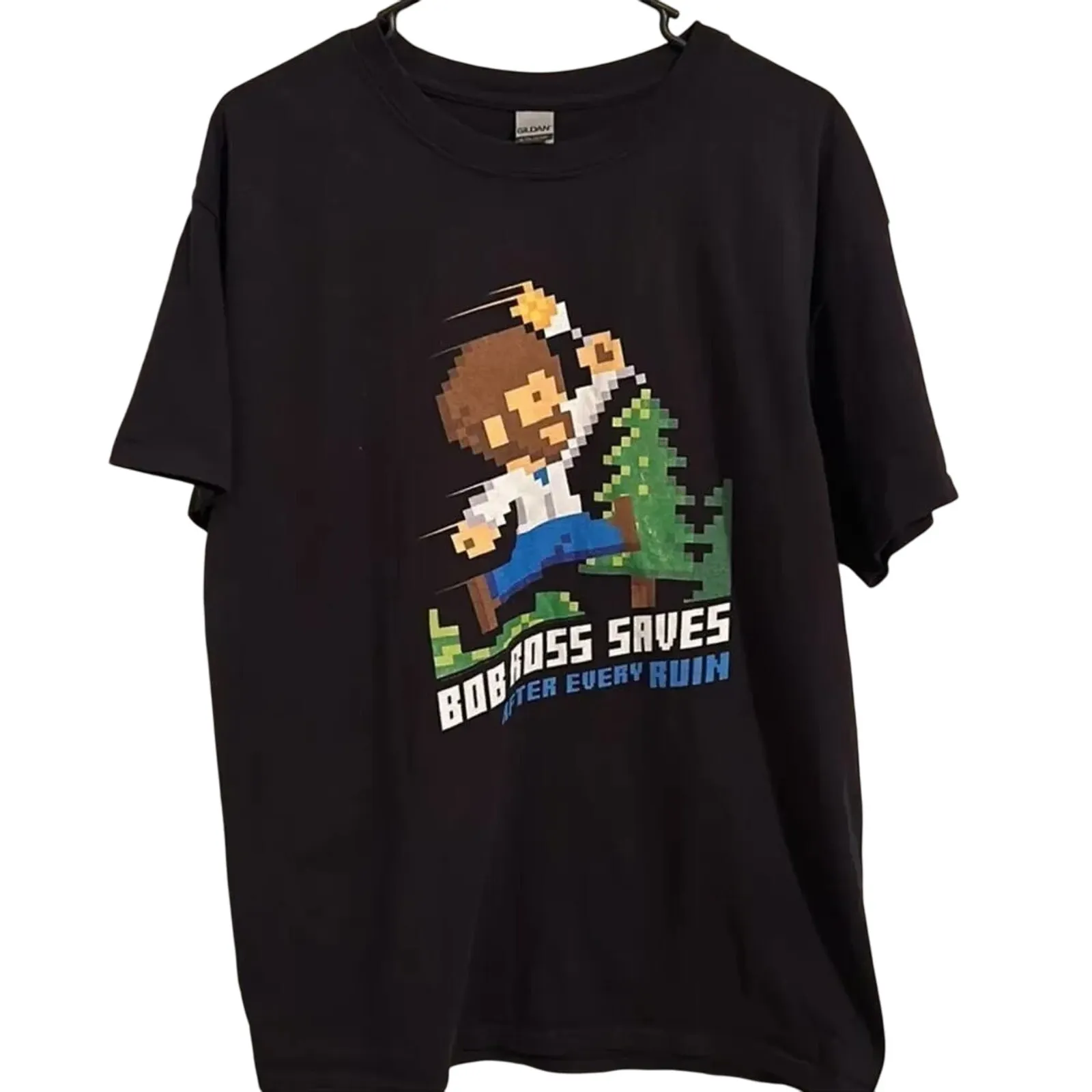 BOB ROSS Saves After Every Ruin 8-Bit Official Graphic T-shirt Tee Size Large - Image 5