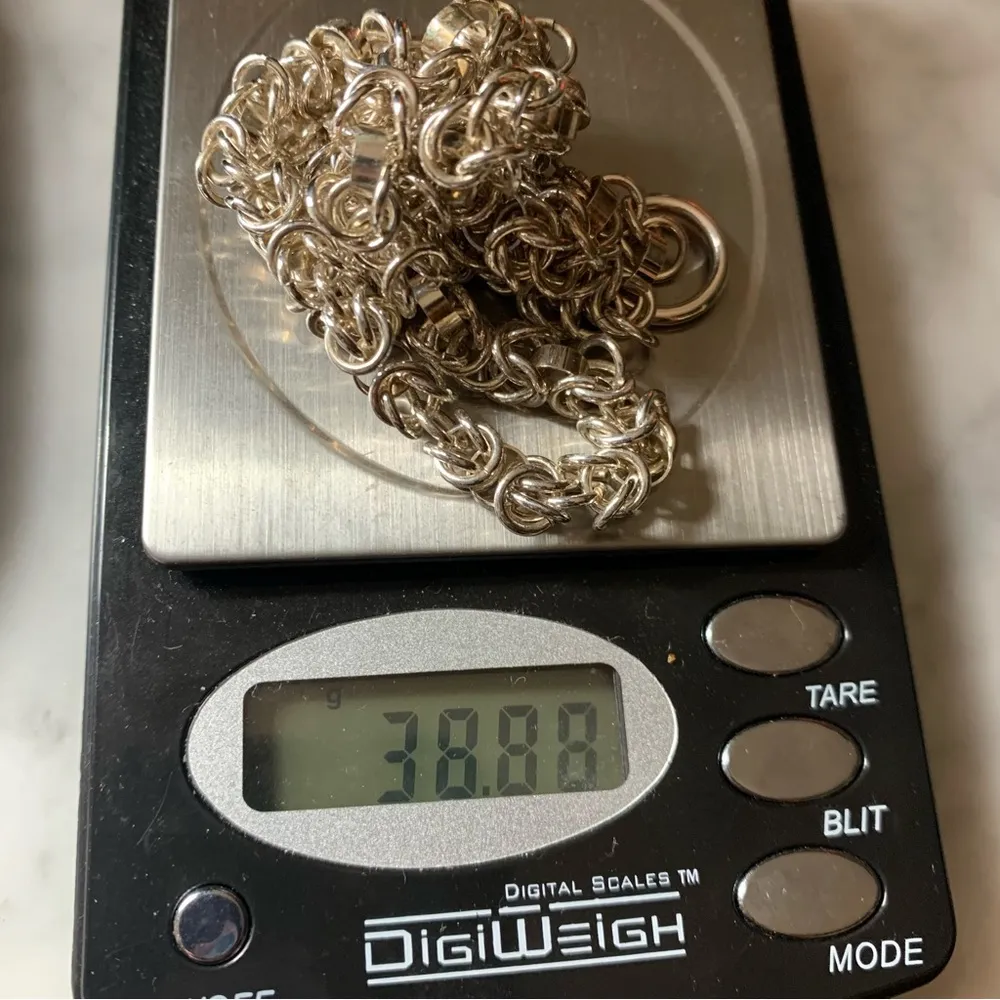 8mm Byzantine Chain Link Sterling Silver Necklace 18” Toggle Closure - Image 8