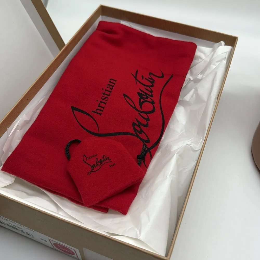 Louboutin Pigalle Follies Leather 100mm Red Sole Pumps Heels Nude Patent Size 39 - Image 10