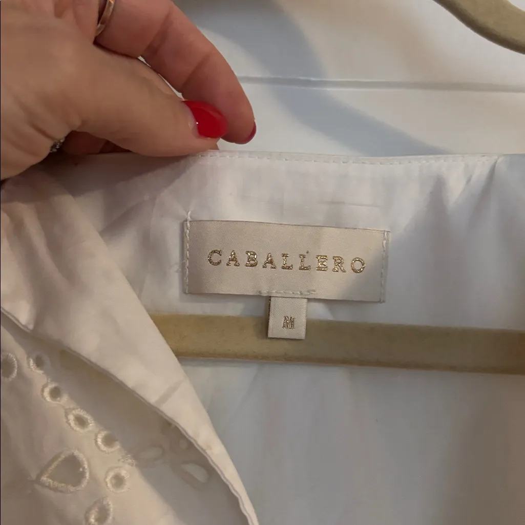 Caballero White Embroidered Dress Size M - Image 3