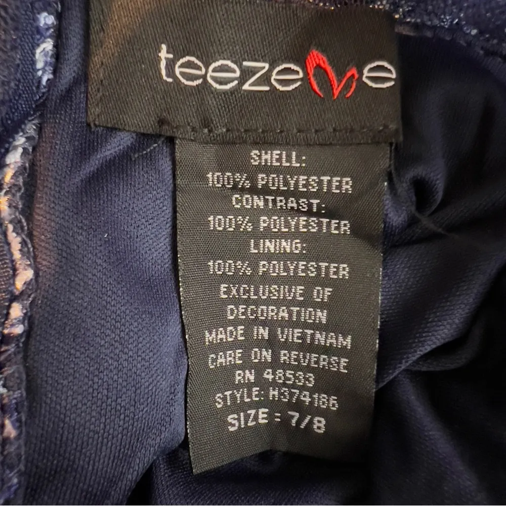 Teeze Me Size 7/8 Embroidered Sleeveless Tulle Lined Formal Long Dress Navy Blue - Image 7