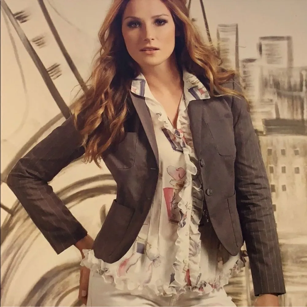 CAbi Nob Hill Blazer Cotton Stretch Pinstripe Jacket #396 Size 6 - Image 3