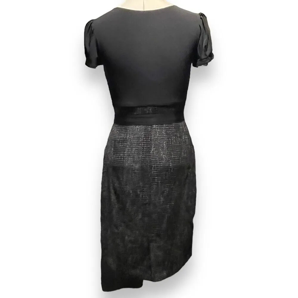 Max and Cleo Drape Front Tweed Twofer Dress Black White 4 - Image 4