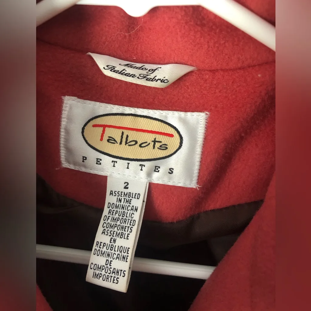 Vintage Talbots woman’s 100% Wool coat peacoat double breasted buttons up sz 2 P - Image 5