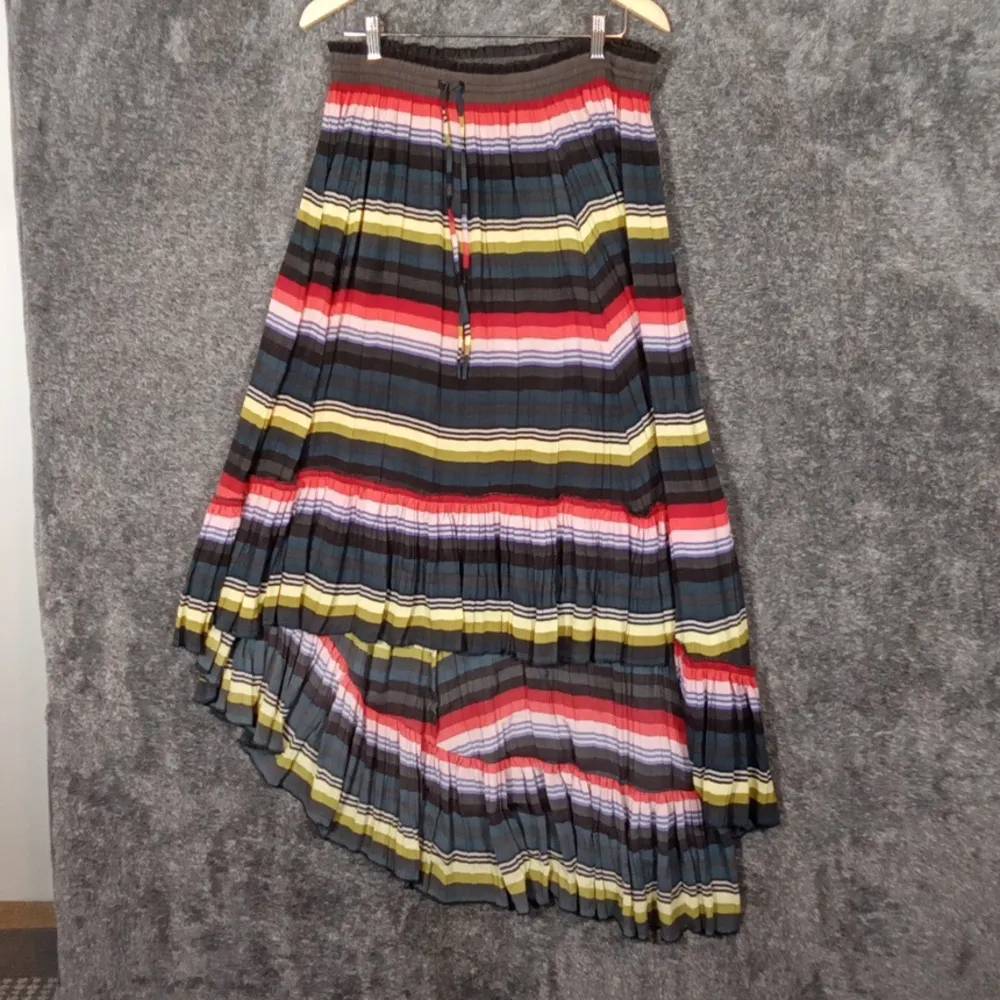 Free People Boho Maxi High Low Broom Shirt Crinkle Multicolor Womens S/p - Image 2