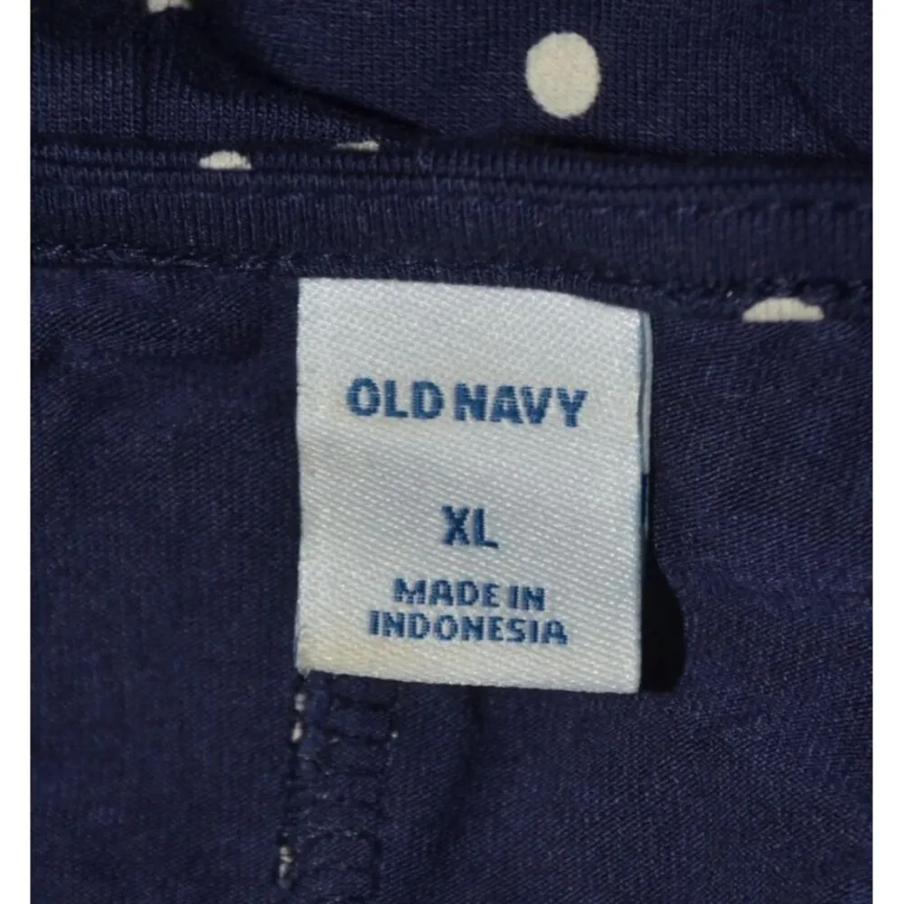 Old Navy XL Women Swing Dress Navy Blue Knit Polka Dot Stretch Casual Preppy - Image 7