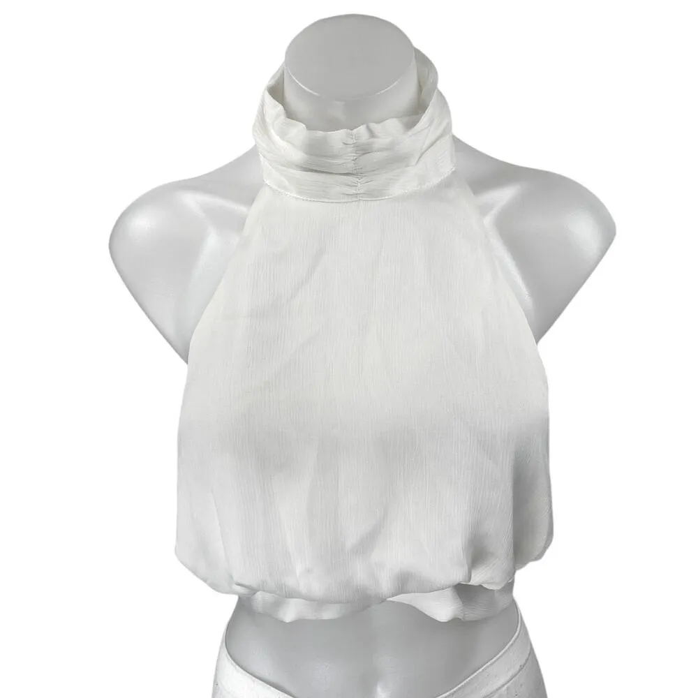 Princess Polly White Sleeveless Halter Neck Cami Camisole Crop Tank Top Size 10 - Image 2