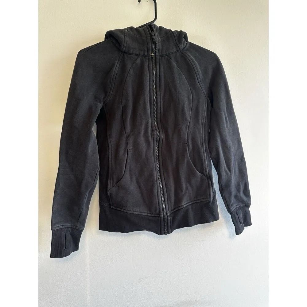 Lululemon Scuba Full Zip Hoodie Black Size‎ 4Thick Jacket Running Thumb Holes Size 4 - Image 2