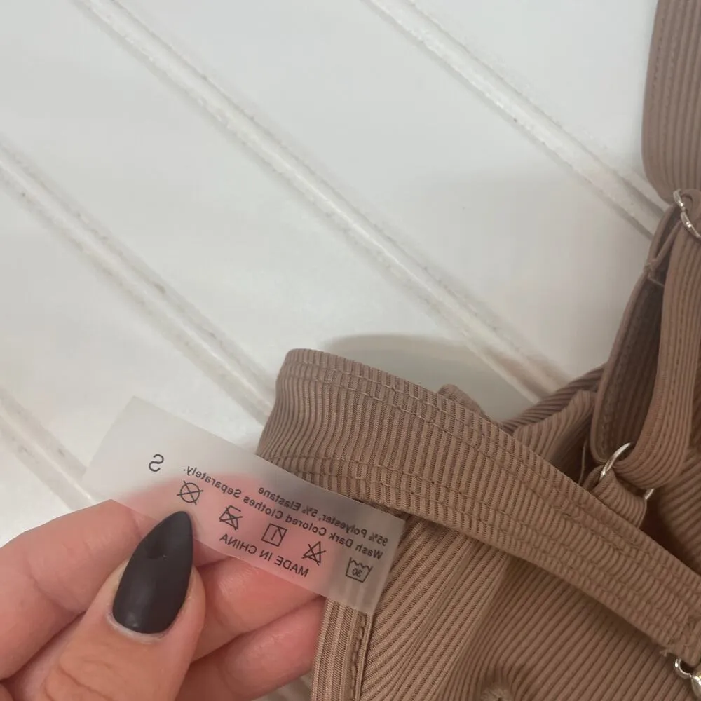 Brown & Blue Pink One Shoulder & Low Rise 2 Piece Swimsuit Size Small - Image 4