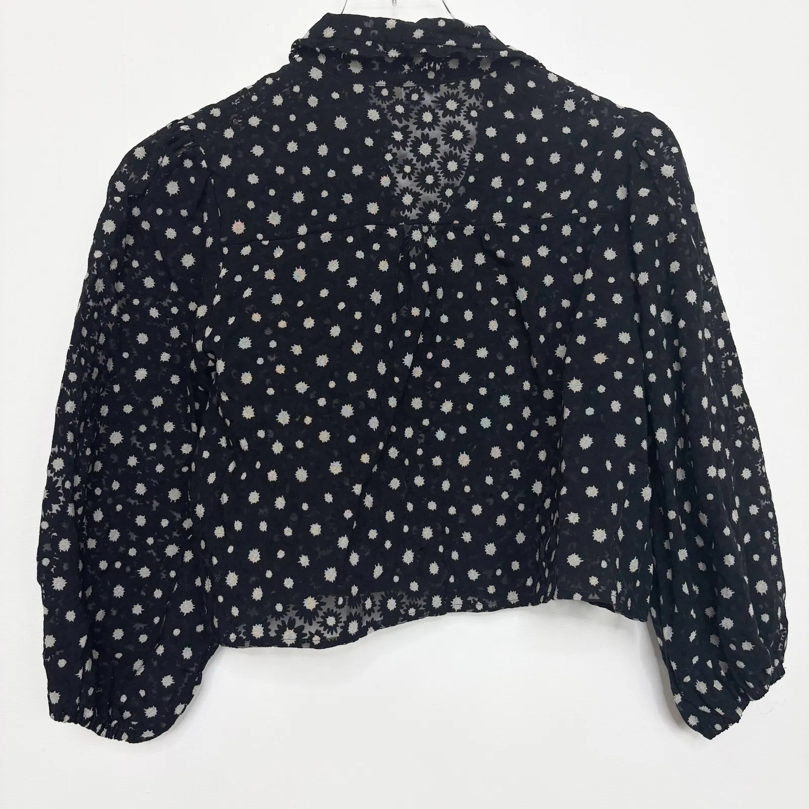 Aritzia Sunday Best Sheer Floral Button Up Bonita Blouse XS Black - Image 2