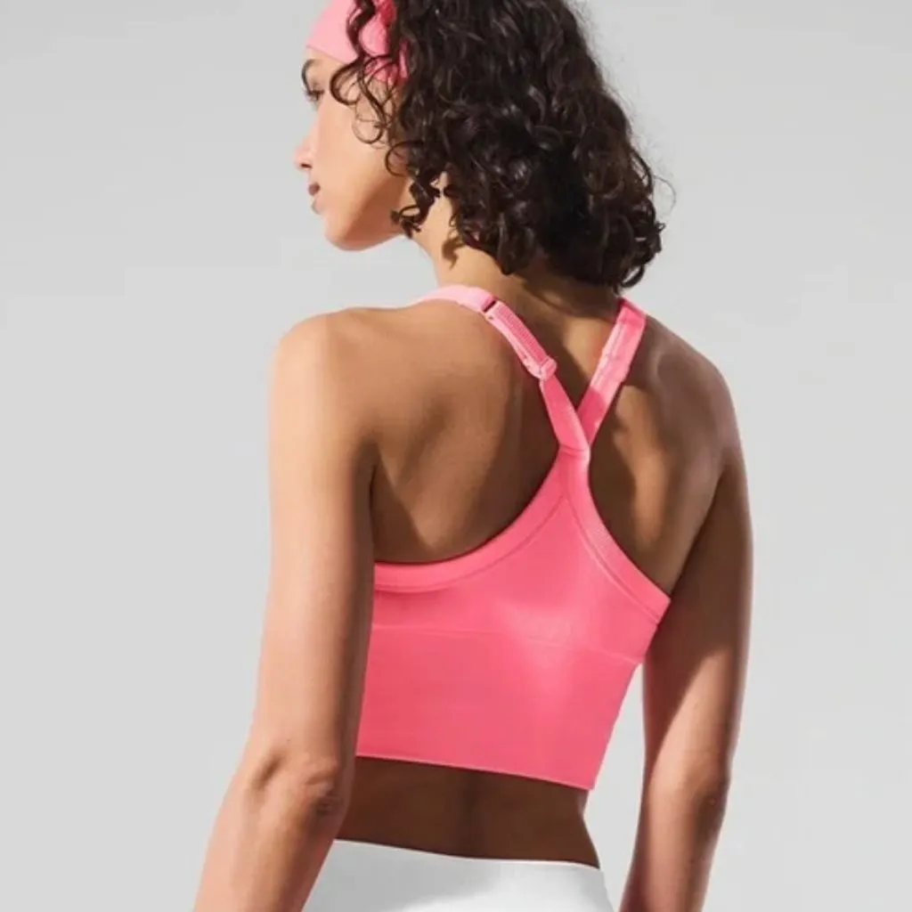 Alo Yoga Seamless Ribbed Favorite Bra Tank in Neon Bubblegum Size S - Image 3