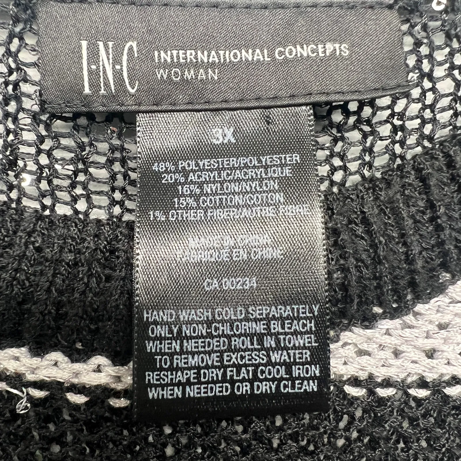 INC International Concepts Womens Sweater Size 3X Sequin Party Event Evening Black - Image 2