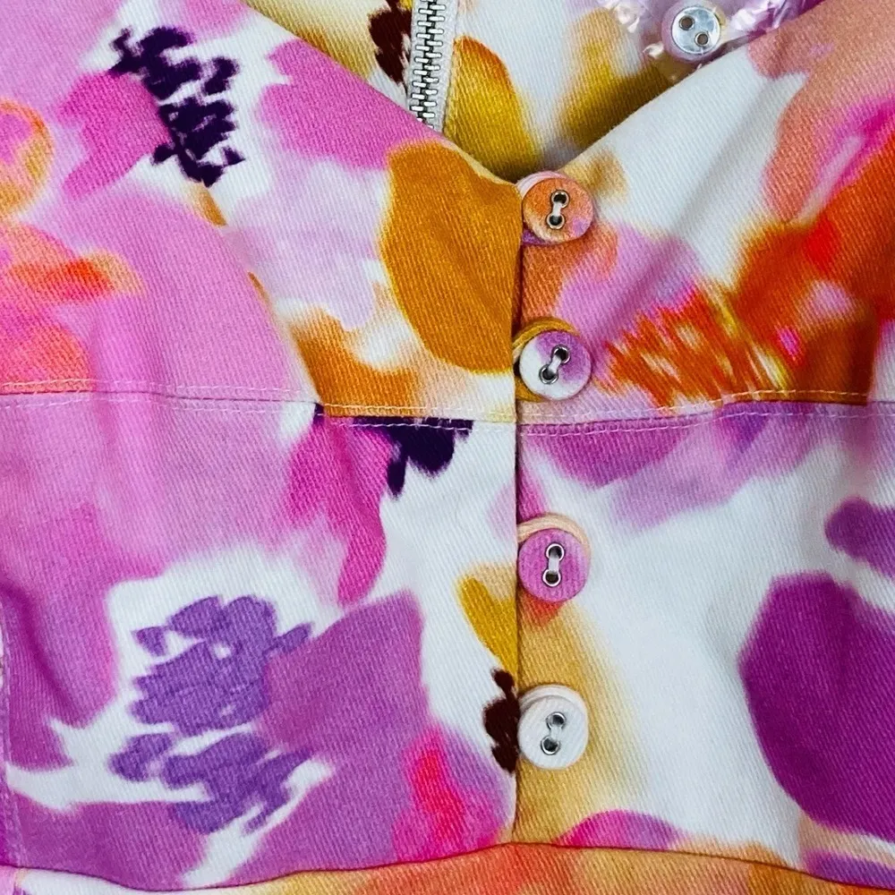 Nicolas “Lydia” Bassett print floral mini dress in purple, yellow, pink. Size 4 Purple - Image 5