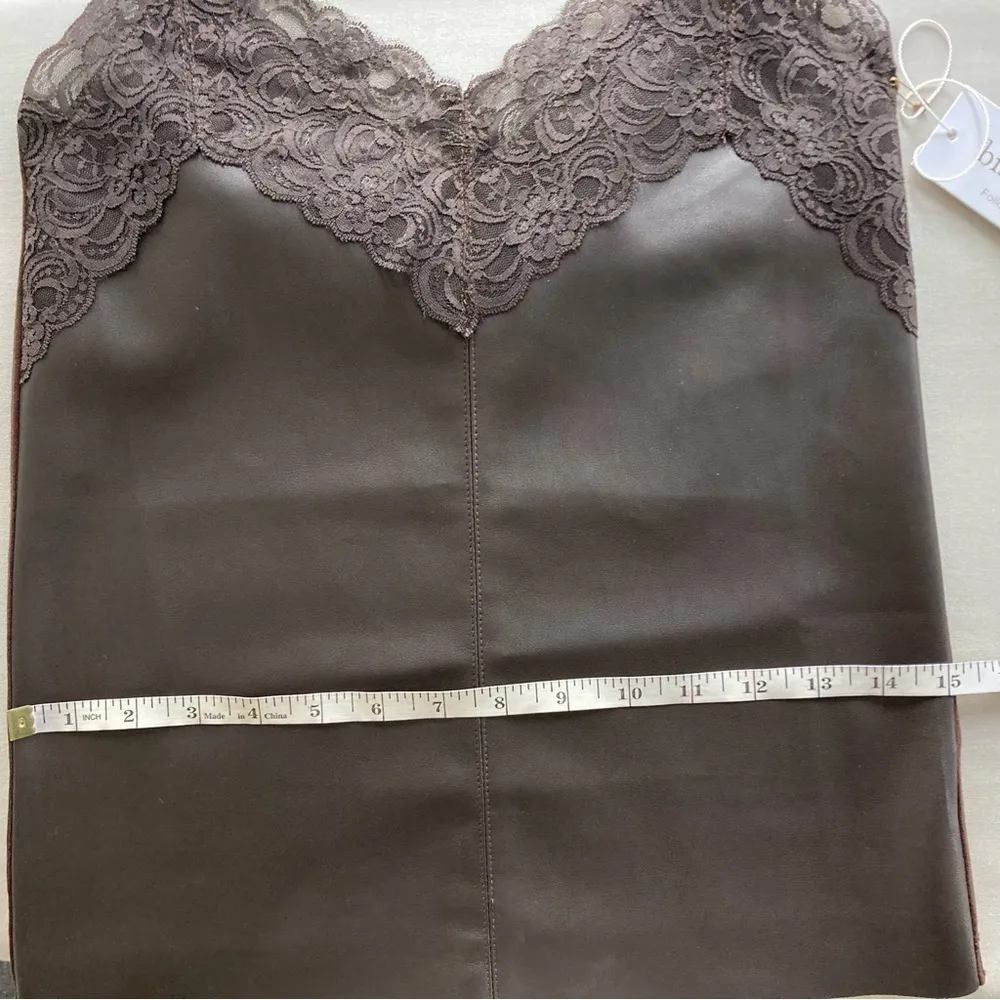 NWT‎ Bishop+Young Babydoll Vegan Leather & Lace Trim Cami Tank Sz. XS Biker Luxe - Image 8