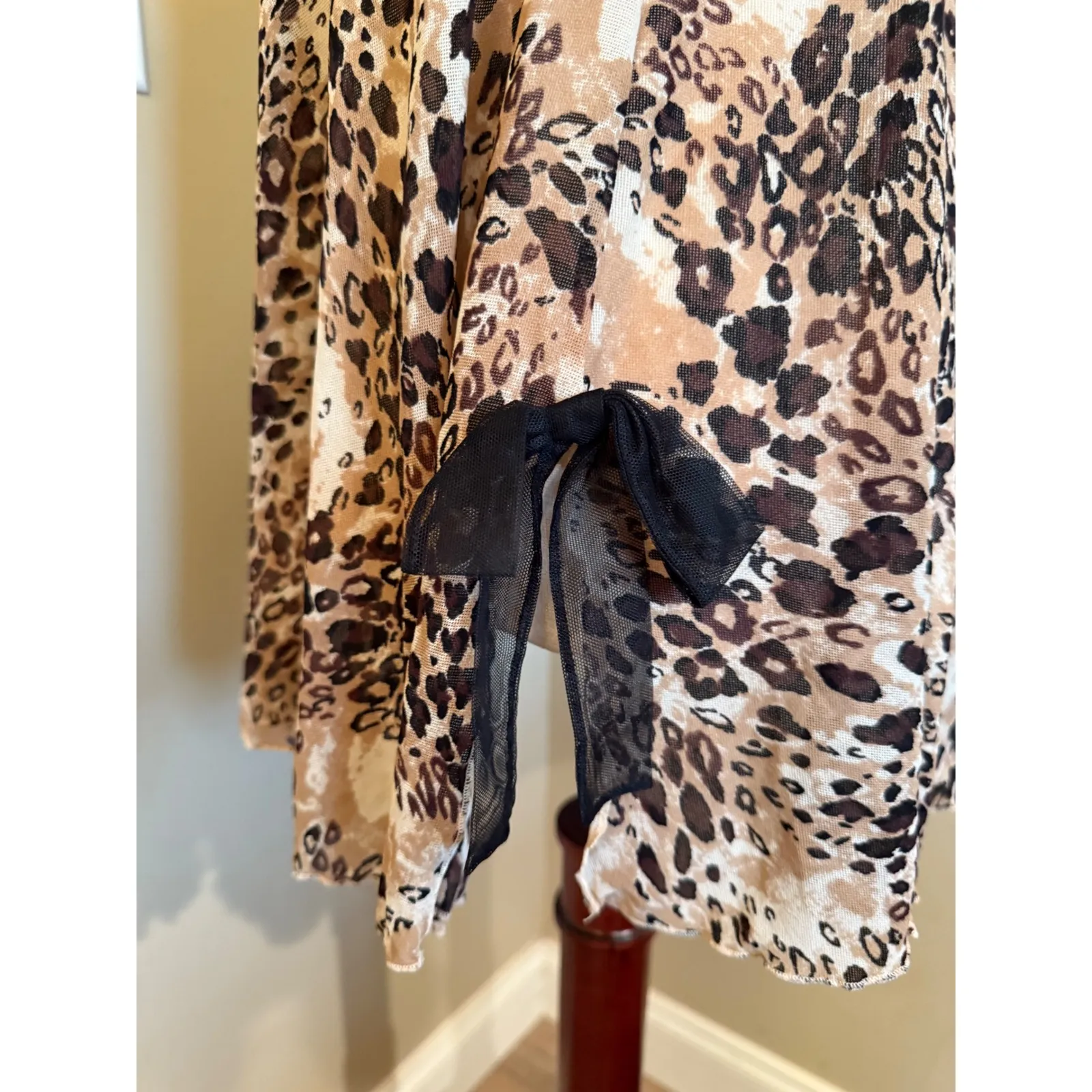 Cabernet Leopard Print Babydoll Chemise Bra Lingerie Slip Mini Dress M Brown Size M - Image 2