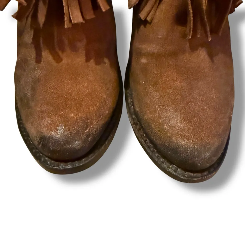 Freebird Booties Women's Size 8 Brown Suede Fringe Western‎ Heeled Belle Style - Image 8