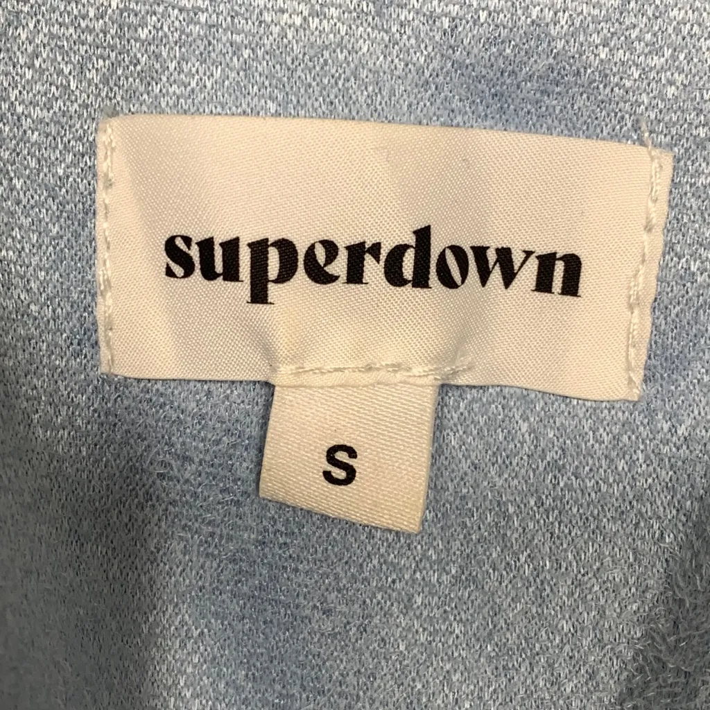 Superdown Women’s Moto Jacket Small Light Blue Faux Suede Biker Coat Polyester B - Image 5