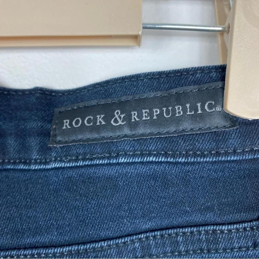 Rock & Republic Dark Wash Raw Hem High Roller Skinny Jeans - Image 9
