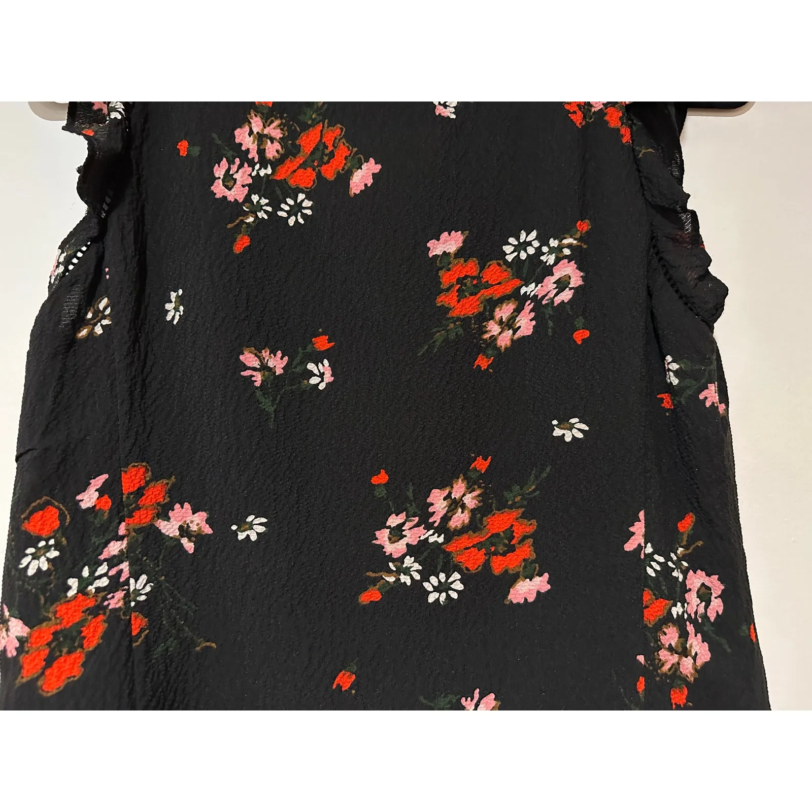 Rebecca Taylor Marguerite Black Floral Silk Top Size US XS 2 (EU 6) EUC Ruffles - Image 9