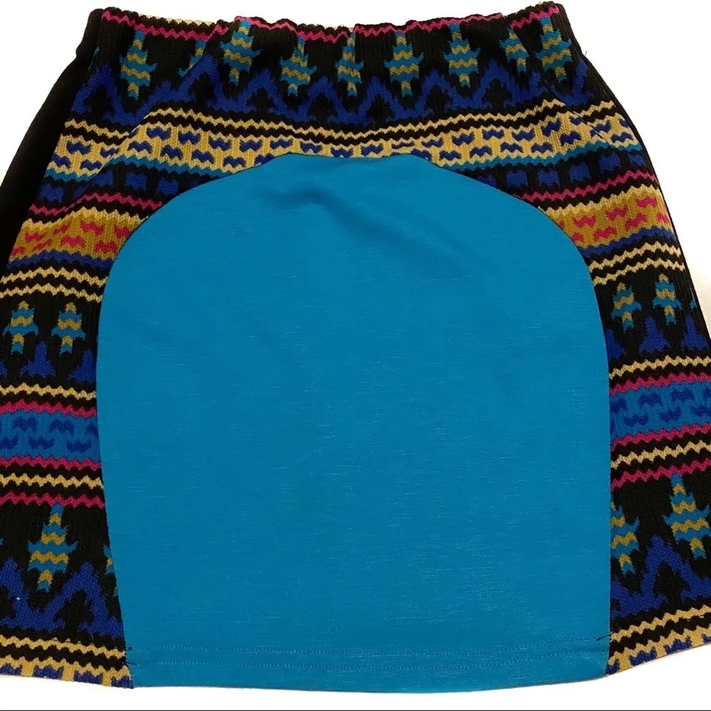 Renee London abstract tribal‎ print skirt size M/L Blue Size M - Image 6