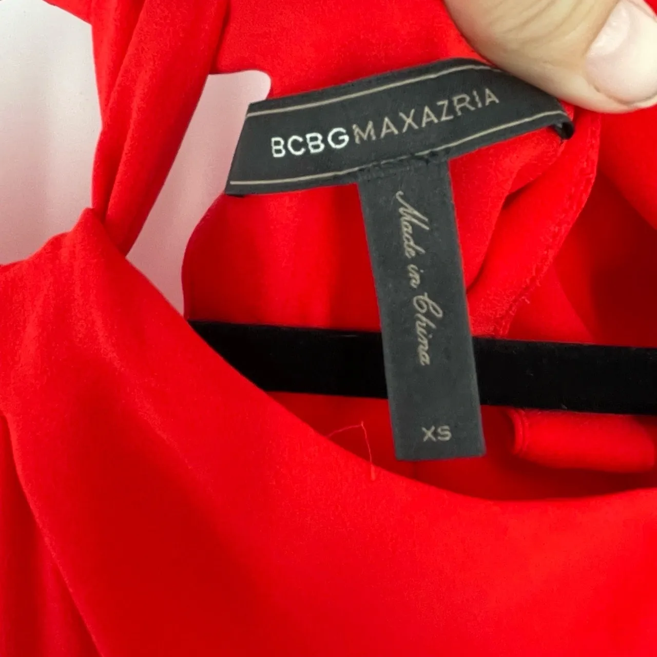 BCBGMAXAZRIA Women's Red Sleeveless‎ Cut-Out Shoulder Detail Jumpsuit Size XS - Image 10