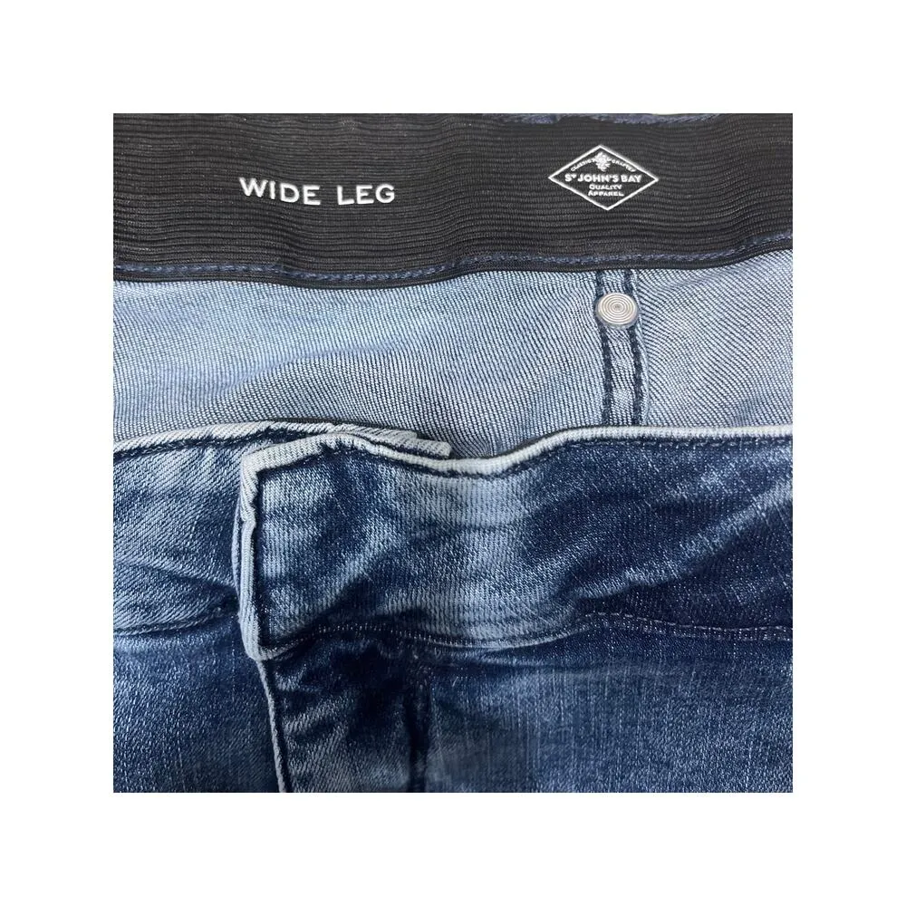 St. John’s Bay Wide Leg Easy Fit High Rise Stretch Blue Denim Sailor Jeans - Image 11