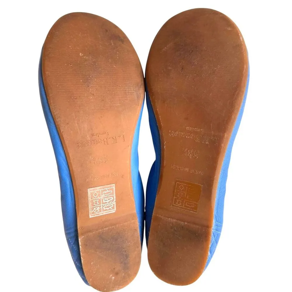 L K Bennett London Royal Blue Nappa Leather Sissy Ballet Flats 38 5 US 8 5 Size undefined - Image 11