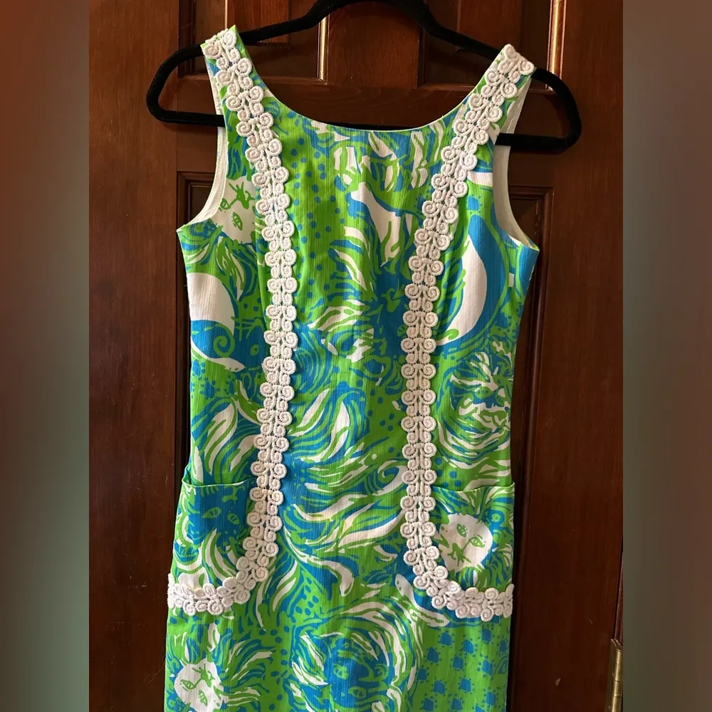 Lilly Pulitzer "Roar Of The Jungle" Alpha Delta Pi Lion Shift Dress Size 0 - Image 3
