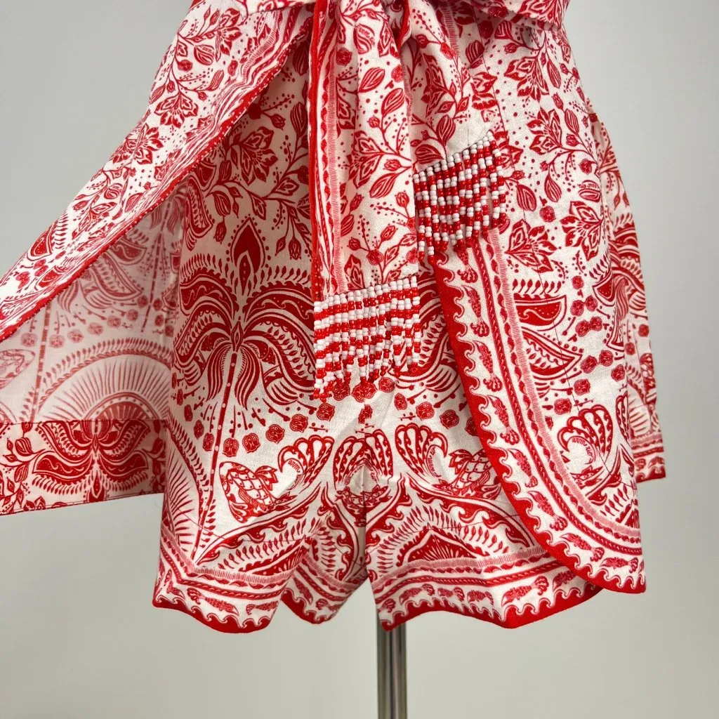 NWT Farm Rio River Ride Linen Blend Beaded Short Size XL Pull-On RED - Image 5