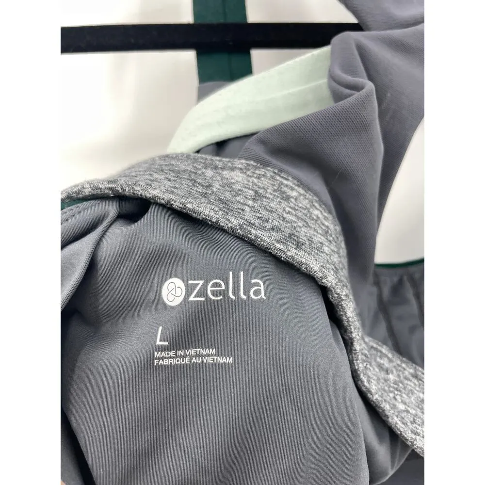 Zella Bra Womens Large Sports Moss Green Gray Colorblock Cutout Racerback - Image 3