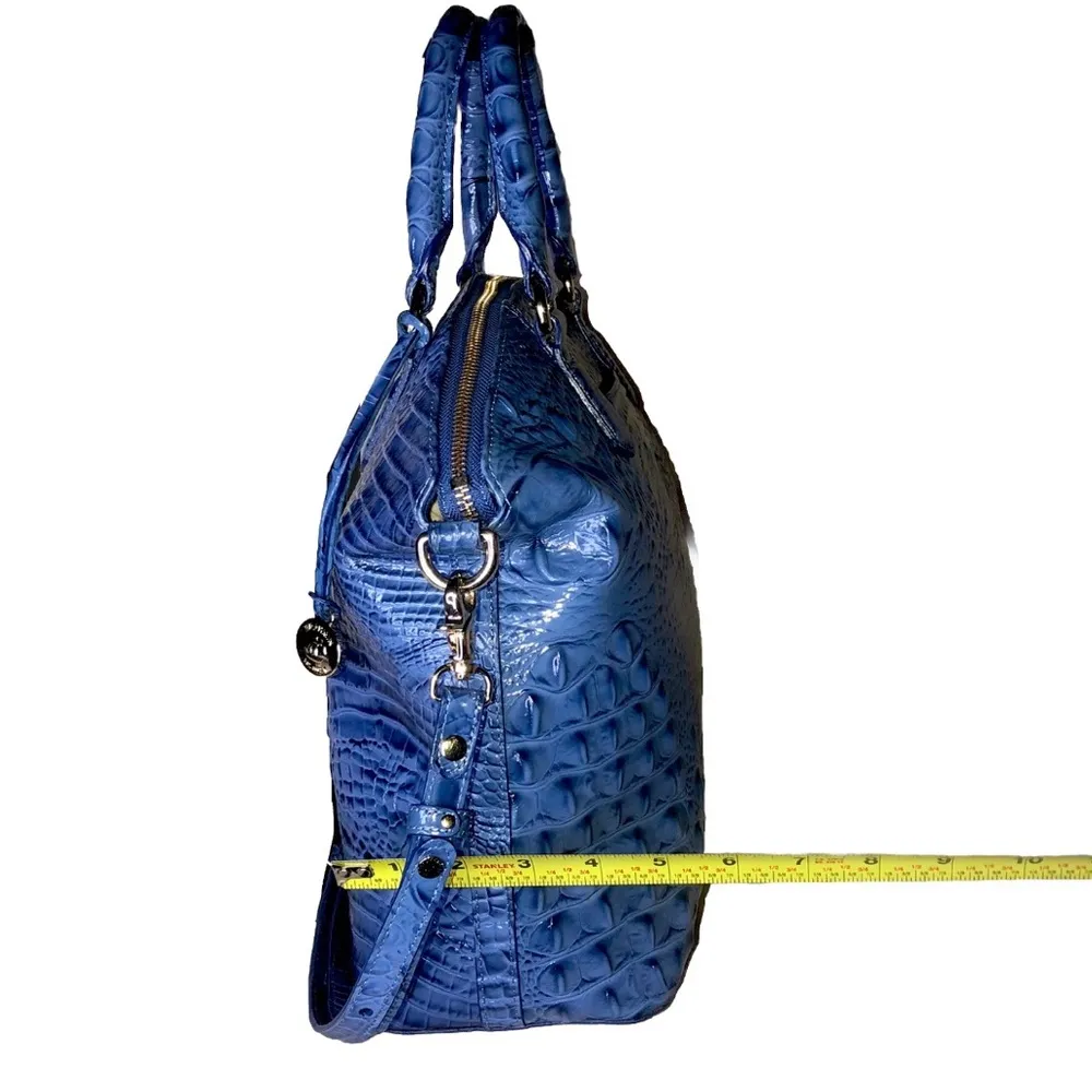 BRAHMIN Cobalt Blue Crocodile Embossed Large Leather Duxbury Crossbody Satchel - Image 11