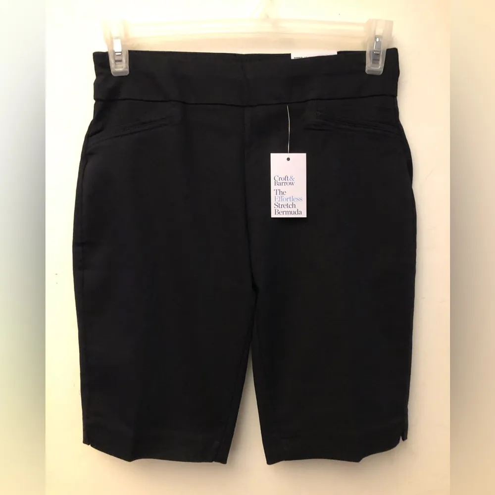 CROFT & BARROW Bermuda Shorts Size 4 Regular Black Pull On Womens New - Image 2